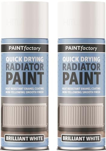 HitlineUK 2 X 400ML RADIATOR PAINT - WHITE, QUICK DRYING, HEAT RESISTANT ENAMEL COATING