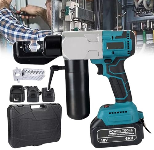 forplubossmmp 60KN Electric Hydraulic Terminal Cable Wire Tool with 18V 6.0Ah Battery, Handheld Cable Cutter Hydraulic Cable Lug Crimper for Cutting Copper and Aluminum Terminals, Armored Cables