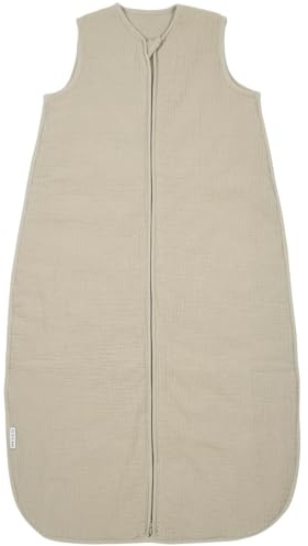MEYCO Ganzjahrschlafsack gefüttert 70cm 2.0 TOG Musselin Sand | Aussenseite 100% Musselin Baumwolle - Oeko Tex - Schlummersack - langer Reißverschluss - hautfreundlich, atmungsaktiv