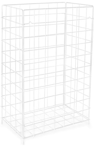 Hypafol Abfallkorb 60 L | Weiß, Metall beschichtet | zusammenlegbar, stabil | Abfallkorb aus Metall, faltbar & stabil | Maße: 405 x 251 x 628 mm | Perfekt für Garage, Büro, Werkstatt & Industrie