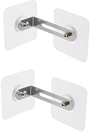 Vaguelly 2 Satz Kippsicherungen Glatte Oberfläche aus Eisen und Acryl für Möbel in Silber Bohrfreie Montage ohne Wandbeschädigung für Umgebungen mit Kindern und Haustieren