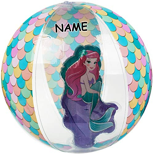 alles-meine.de GmbH Strandball/Ball aufblasbar - Princess - Prinzessin - Arielle - inkl. Name - Ø 43 cm - transparent & durchsichtig - Wasserball - aufblasbarer großer Ball/B..