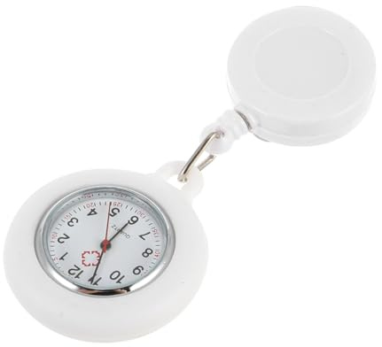 LIFKOME Schwesterntisch einziehbar Arztgeschenk Clip ansehen Krankenschwester fob Süße Uhr schwesternuhr pro Watch krankenschwesteruhr Pflege Taschenuhr Krankenschwester Uhr Quarz Weiß