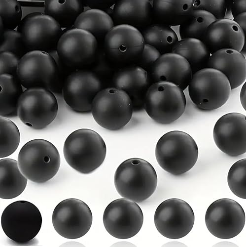 AMZfishing NEU 100x große Gummiperlen Angeln 10mm SCHWARZ | Welsangeln Perlen | Stopper Perlen Gummi | Angelzubehör | Gummistopper | Rubber Beads | Gummiperlen 10mm groß | Gummikugeln