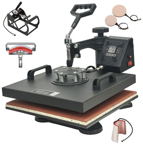 otmechl Transferpresse Hitzepresse 38x38cm Textilpresse 5 in 1 T-Shirt Heat Press 360 Grad Schwenkbar DIY Mulitifunktional Heißpresse Maschine Sublimation Wärmepresse mit Doppelte Digitalanzeige