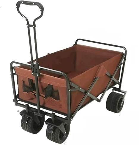 CHEMYO Campingwagen, Strandwagen, zusammenklappbarer Outdoor-Allzweckwagen, 4-rädriger zusammenklappbarer Campingwagen, Allzweck-Gartenwagen, Outdoor-Handwagen mit Bremse, Festivalwagen, zusammenkl