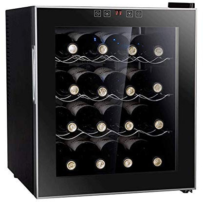 IUBGFTO Gabinete de Vino electrónico, refrigerador de Vino para 16 Botellas, Bodega enfriadora de Vino Debajo del mostrador para champán, Cerveza, Funcionamiento silencioso