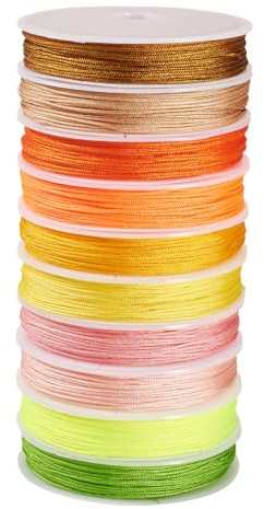 FASHEWELRY 10 colori 0,8 mm filo per perline, cordoncino cinese per nodi, cordoncino intrecciato per bracciali, filo di poliestere con nappe, per cucito, fai da te, creazione di gioielli