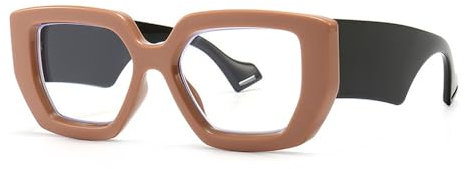 Mode Square Dam Glasögonbåge Klar lins Glasögon Män Optiska nyanser UV400 Glasögonbåge,Beige
