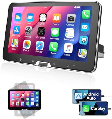 ESSGOO Single 1 Din Android14 Autoradio mit Wireless Carplay und Android Auto,10.1 Zoll IPS-HD Touchscreen Bildschirm MP5 Auto Display 4+64G Bluetooth Radio Receiver Mirror Link FM USB GPS Navi