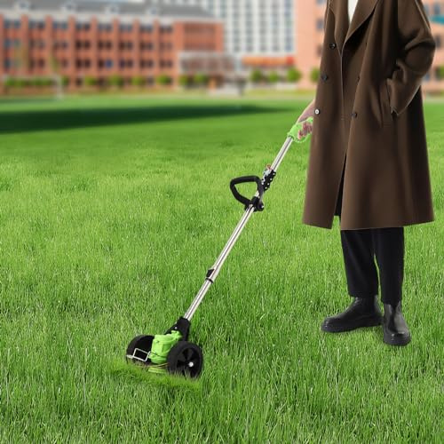 Hanmorfarbi Cortacésped de litio plegable ruedas pequeña cortadora de césped eléctrica doméstica cortadora de hierba de litio recargable cortadora de césped agrícola de alta potencia (verde)