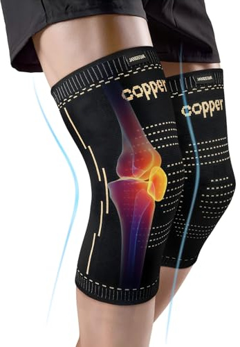 Janustar Copper Knee Braces for Men & Women – Knee Compression Sleeves for Pain Relief, Arthritis, Sports and Recovery