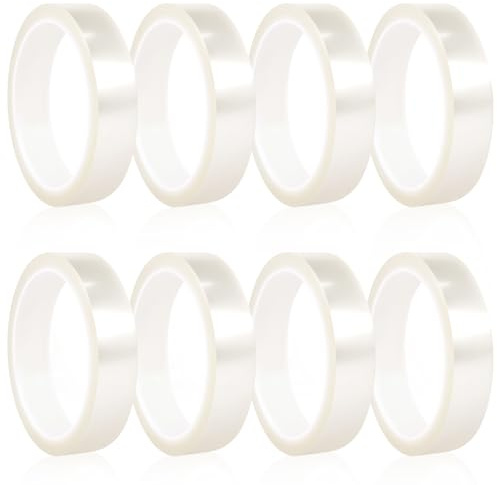 Fyeme 8 Roll Heat Resistant Tape 20mm×33m/108ft High Temperature Tape Sublimation Heat Transfer Tape Polyimide Film Masking Tape for Soldering, Electrical, Masking, 3D Printer (clear)