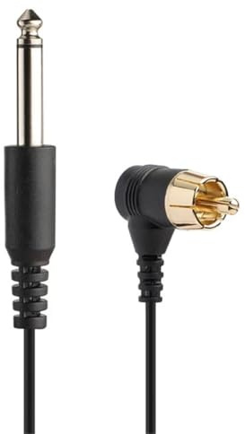 Panlouting Câble d'alimentation pour Tatouage 6,35mm vers Connecteurs RCA Mâles Coudés Plaqués Or | Pour Machines Rotatives et Stylos de Tatouage | 180cm