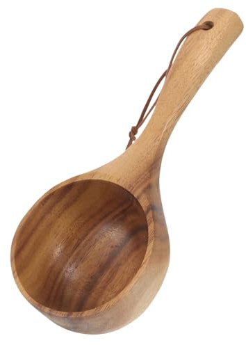 FONDOTIN Saunakelle aus Natürlichem Holz Leichter Bade Wasserschöpflöffel mit Ergonomischem Griff Robust und Vielseitig für Sauna Bad Garten und Haushalt Geeignet