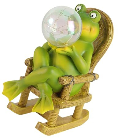 MALSSE Statue de grenouille en résine avec lumière solaire et bulles pour décoration de jardin et d'arrière-cour