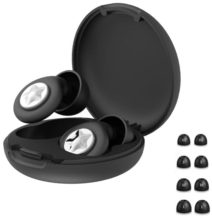 Tapones Oidos Ruido Dormir, 45dB Tapones Reutilizables Ultracómodos para Dormir con 8 Tapones de Silicona para Dormir Concentrarse Viajar y Conciertos