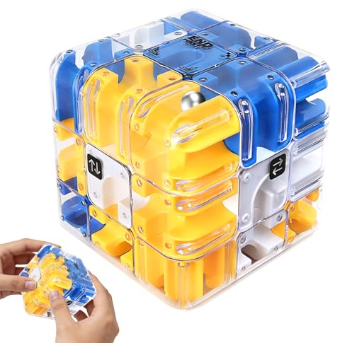 Grande Laberinto 3D Puzzle Cube, Rompecabezas de Cubo de Laberinto 3D, 2 en 1 de Laberinto de Bolas, Juguete de Ingenio Entretenido para Niños Adultos