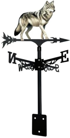 Veleta Colorida con Forma De Lobo, Veleta Rústica para Tejado, Indicador De Dirección del Viento para Exteriores, Ideal para Cobertizos, Jardines Y Decoración De Patios (44) 143
