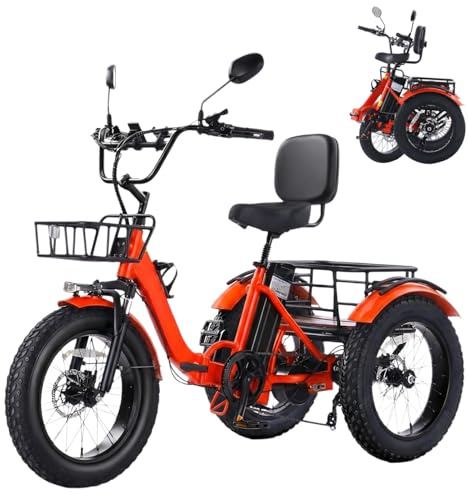 NOMIGO Elektro-Dreirad für Erwachsene, faltbares E-Trike mit 48V 18Ah Akku,zu 60-80 km Reichweite, 20×4 Zoll Fat Tires, 7-Gang-Schaltung, Differenzial, Aluminiumrahmen, bis 150 kg