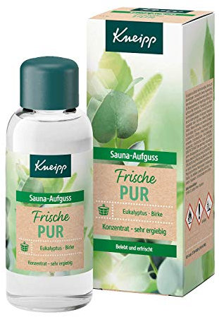 Kneipp Sauna Aufguss Frische Pur, sorgfältig ausgewähltes ätherisches Eukalyptus-Öl & Auszüge aus der Birke wirken anregend & besonders wohltuend, belebt & erfrischt, 100 ml (1er Pack)