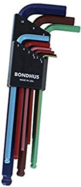 BONDHUS 69499 Ball End L-Wrench Set with Colorguard Finish, 9 Piece Multicolour'