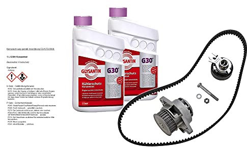 1x Zahnriemensatz Zahnriemen Kit Set Satz +Spannrolle +Wasserpumpe inkl Dichtungen+ 2x 1,5 L Liter BASF Glysantin® G30® Kühlerfrostschutz Frostschutzmittel Frostschutz Kühlerschutz Kühlmittel Konzentr
