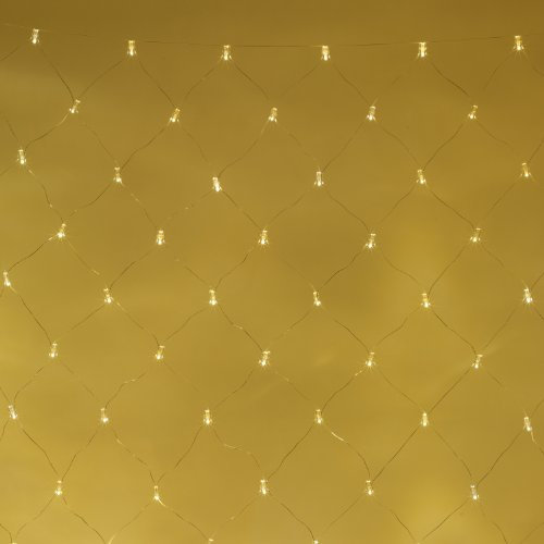 Lights4fun 140er Lichternetz warmweiß 31V 2m x 2m koppelbar auf transparentem Kabel