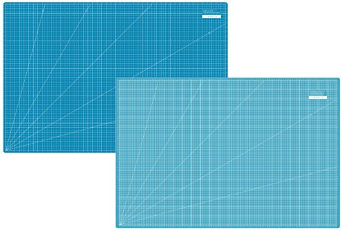 SEMPLIX Selbstheilende Schneidematte A0-A4 - Grün, Rosa, Grau, Türkis, Lila - Ideal fürs Basteln, Nähen & Patchworken - Beidseitig Bedruckt - Vorderseite cm Rückseite inch Bemaßung (Türkis-Petrol, A0)