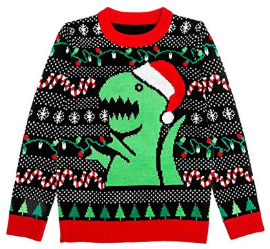 Shirtgeil Maglione Natalizio da Uomo e da Donna T-Rex Sweater Large