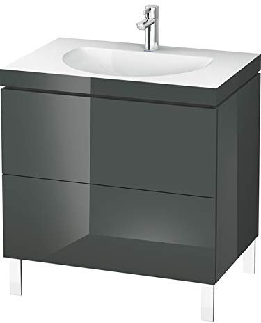 Duravit L-Cube Meuble Lave-Mains c-collée avec Base Murale, 100x48 cm, 1 tiroir, sans trop-Plein, sans Trou de Robinet, Coloris: Laque Dolomiti Grey Brillante - LC6918N3838