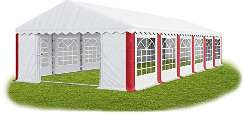 Das Company Tenda per Feste bianco-rosso 6x12m Impermeabile 240 g/m2 PE Telone Costruzione Summer Floor sul Fondo