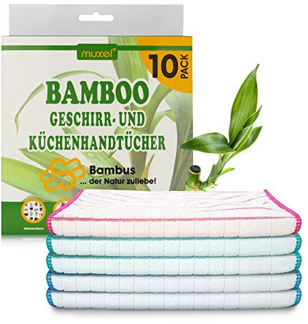 Muxel Bambus Geschirr Trockentuch Geschirrhandtücher Küchenhandtücher10 Geschirrtücher