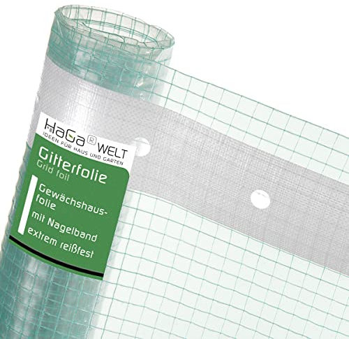 HaGa Film grillagé 4m x 50m en Transparent - Film Extra-Fort pour Serre Petite & Grande - comme Film de Serre & Protection hivernale