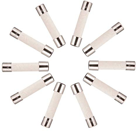 BOJACK T10A250V 6x30 mm 10 A 250 V langsam schmelzen Keramik sicherungen 10 Ampere 250 Volt 0,24 x 1,18 Zoll Keramikrohr-Zeitverzögerungs sicherungen (Packung mit 20 Stück)