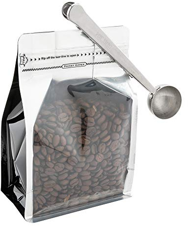 Restaurantware Restpresso 1 Tbsp Coffee Scoop 1 Multifunction Coffee Spoon - Built-In Clip For Measuring Ground Coffee Espresso Coffee Beans Protein Powder And More Stainless Steel Tea Spoon