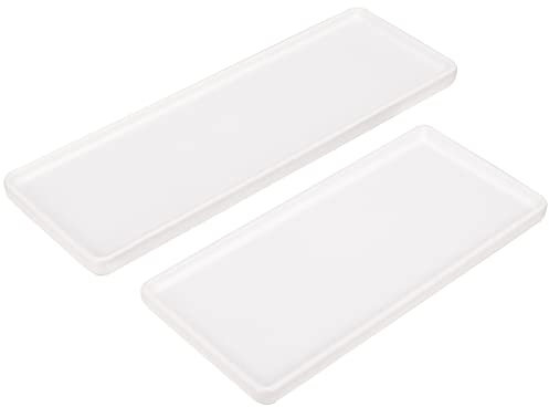 JOELELI 2 Stück Keramik Tablett, Schale Badezimmer Tablett Weiss Gro mit Gummifüßen Bad Tablett Klein Organizer Matt Vanity Tray Waschbecken Lagerung Kosmetik Halter für Tücher Kerzen Handtuch Seife