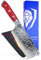 DALSTRONG Nakiri Vegetable Knife - 6 - Shogun Series X - Japanese AUS-10V Super Steel - Damascus - Hammered Finish - Crimson Red ABS Handle - Sheath Included