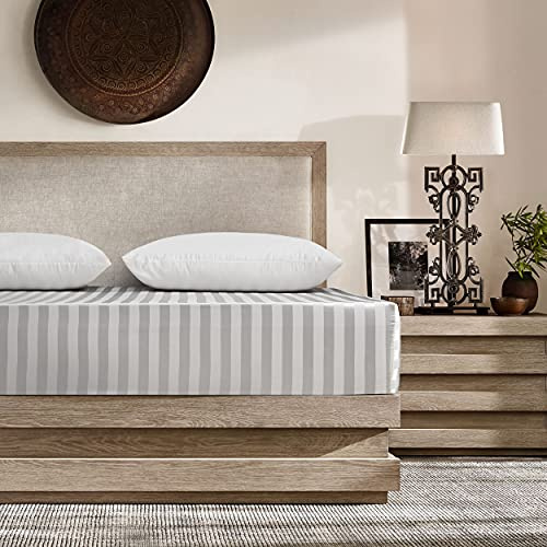 Damier Satin Spannbettlaken 140x200cm Weiß Seide Glänzend Bettlaken Hochwertiges Satin Streifen Spannbetttuch, geeignet für Matratzen bis 30cm