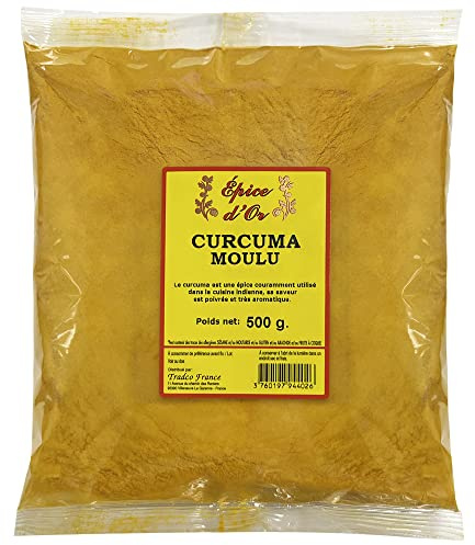 Curcuma Moulu 500g - Epice d'Or, Pure et Naturel, Végétalien, Sans Colorants, Sans Additifs Ni Conservateurs.