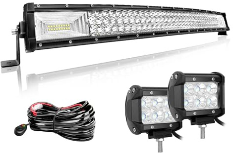 Willpower Led Lichtleiste Bar 32 + Arbeitsscheinwerfer 4 für 12V 24V Auto | Light Bar Balken 405W, 2X Scheinwerfer Zusatzscheinwerfer 60W, mit Kabelbaum, Offroad Beleuchtung für Traktor Boot KFZ ATV