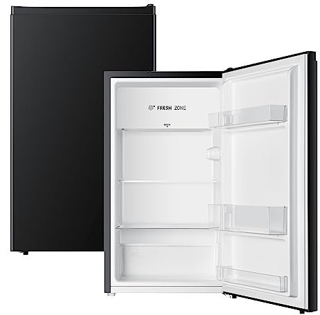 PKM KS93 B Kühlschrank mit 0°C Fresh-Zone | 94 L Nutzinhalt | 84cm hoch | 107 kWh/Jahr | Türanschlag wechselbar | leichte Reinigung | Höhenverstellbare Füße | schwarz