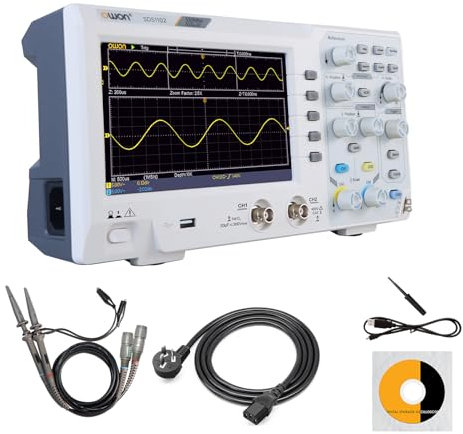 OWON 2-Channel Desktop Oscilloscope - 100MHZ Bandwidth, 1GS/s, 7in Super HD Digital Oscilloscope, Supports SCPI and LabVIEW - SDS1102