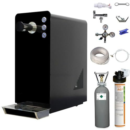 BieTal® Wassersprudler BT-15 Set Tafelwasseranlage mit Kühlung Sprudelwasser Trinkwasser Wasserspender 15 L/h - schwarz mit Filter