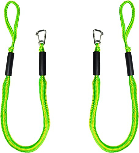 Bungee-Dockleinen mit Haken, 2 Stück, Bungee-Dockleine, Festmacherseil, Bungee-Schockschnüre, Dockingseil-Clip für Boot, PWC, Jetski, Ponton, Kajak, Kanu, Motorboot, Wasserfahrzeug, 1,2 m (grün)