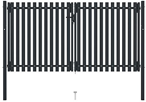 INLIFE Doppelflügel Zauntor Stahl 306x200 cm Anthrazit,71.75kg,146353