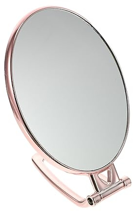 FRCOLOR Vergrößerungs Handspiegel Doppelseitig Aus Langlebigem Material Tragbarer Make up Spiegel Mit Griff Für Damen Kompakt Für Reisen Und Wohnheim Klappbar