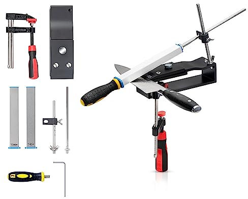 Messerschärfer Profi,CEIEVER Präzisions-Messerschärfer 360° Rotation Flip Design Professioneller Messerschärfer Festwinkel Messerschärfsystem Kit für Feinschleif-Polierwerkzeug (A)