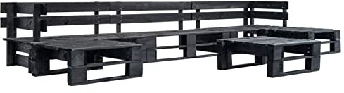 Homgoday Gartenmöbel-Set auf Palette, 6-teilig, schwarz, aus Holz, Terrassensofa, Loungesofa für Garten, Garteneinrichtung