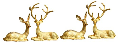 HOMSFOU 4 Pcs deer miniatures reindeer figures black reindeer decor table decorations for living room deer statues miniature statue home accessories TV cabinet Metal decorative box